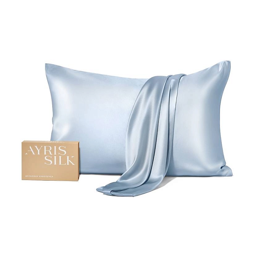 Изображение товара AYRIS SILK Шелковая наволочка 50x70 см, Серебристо-голубой