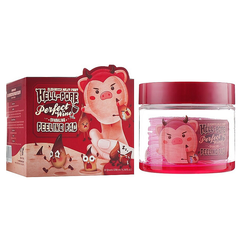Изображение товара ELIZAVECCA Очищающие диски для лица Milky Piggy Hell-Pore Perfect Wine Sparkling Peeling Pad, 30 шт.