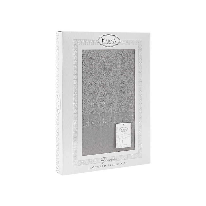 Изображение товара Жаккардовая водонепроницаемая скатерть KARNA DARVIN 160х220 см Серый