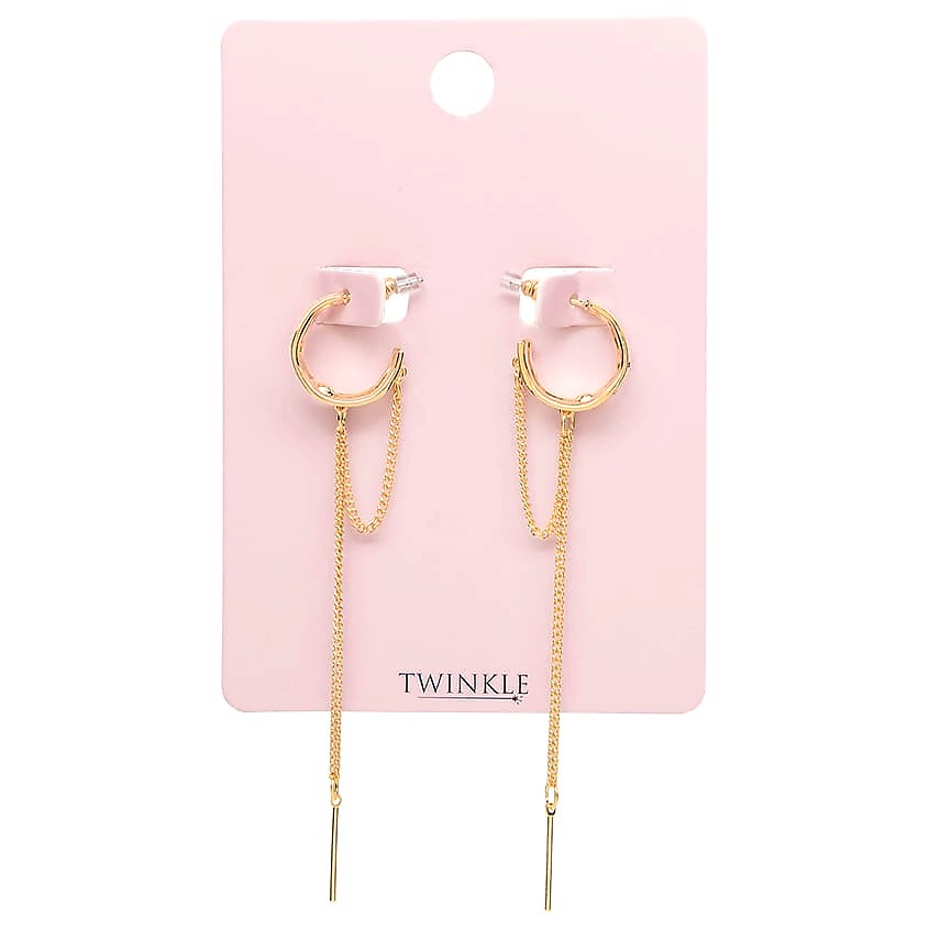Изображение товара TWINKLE Серьги CRUMPLED GOLD AND CHAIN, оригинальные украшения для повседневной и праздничной носки