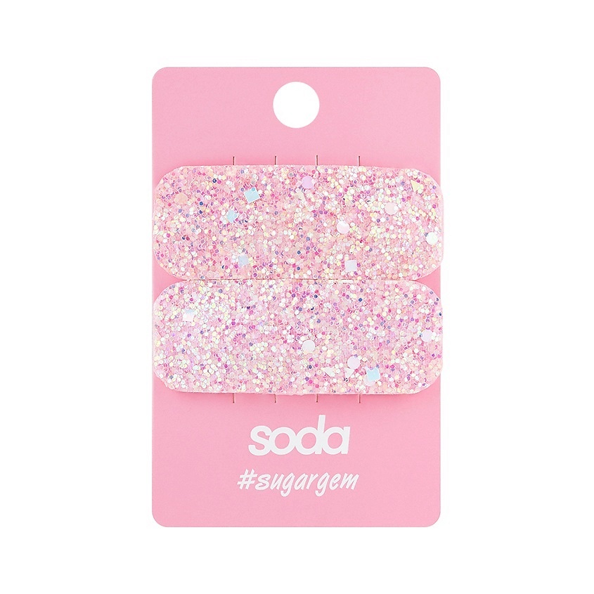 Изображение товара Набор с двух заколок для волос SODA PINK GLITTER яркий аксессуар для прически