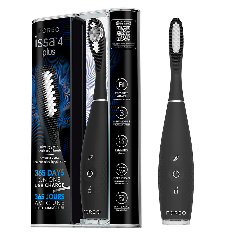 Изображение товара FOREO Ультрагигиеничная гибридная звуковая зубная щетка issa 4 plus, Черный