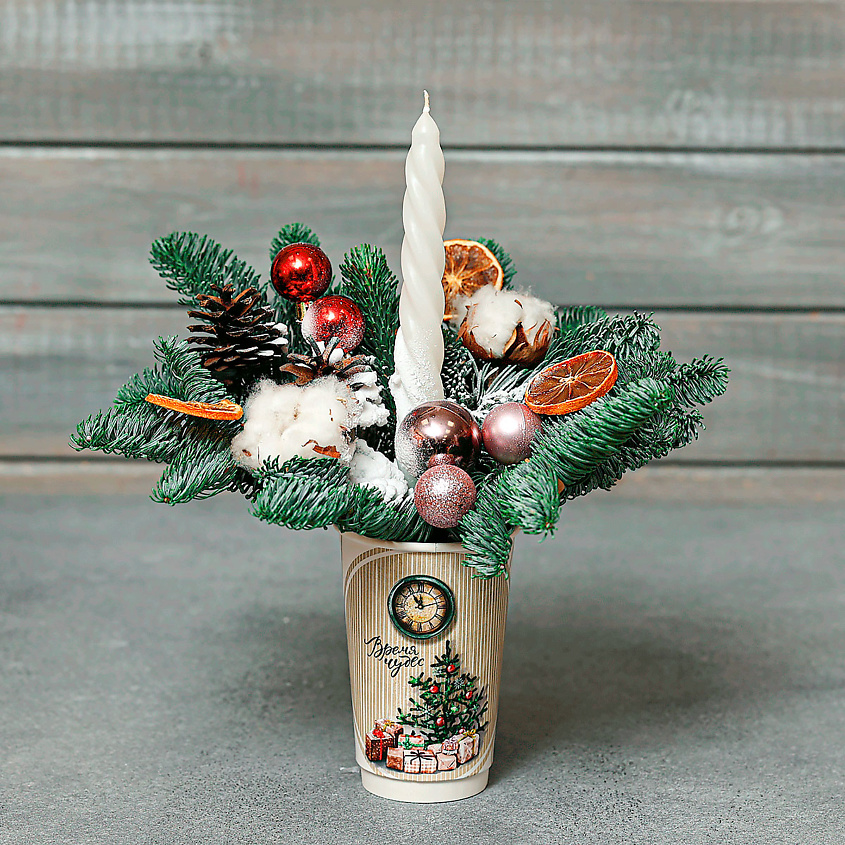 Изображение товара Новогодняя композиция в стакане №14 от Букет Маркет