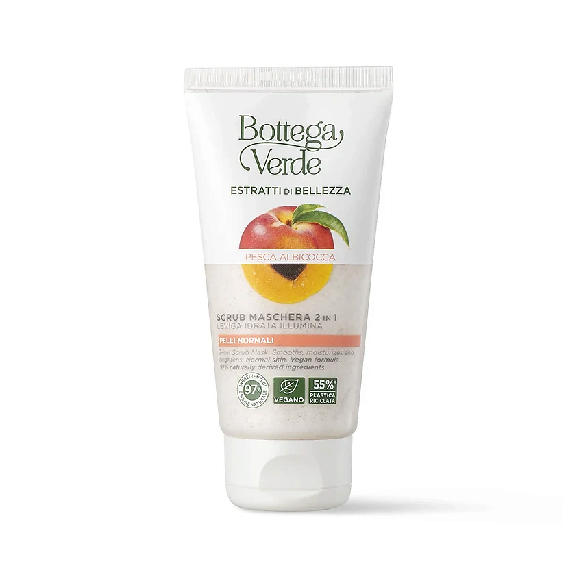 Изображение товара BOTTEGA VERDE Скраб-маска для лица "Персик и абрикос" 2-in-1 Scrub Mask Peach and Apricot, 75 мл