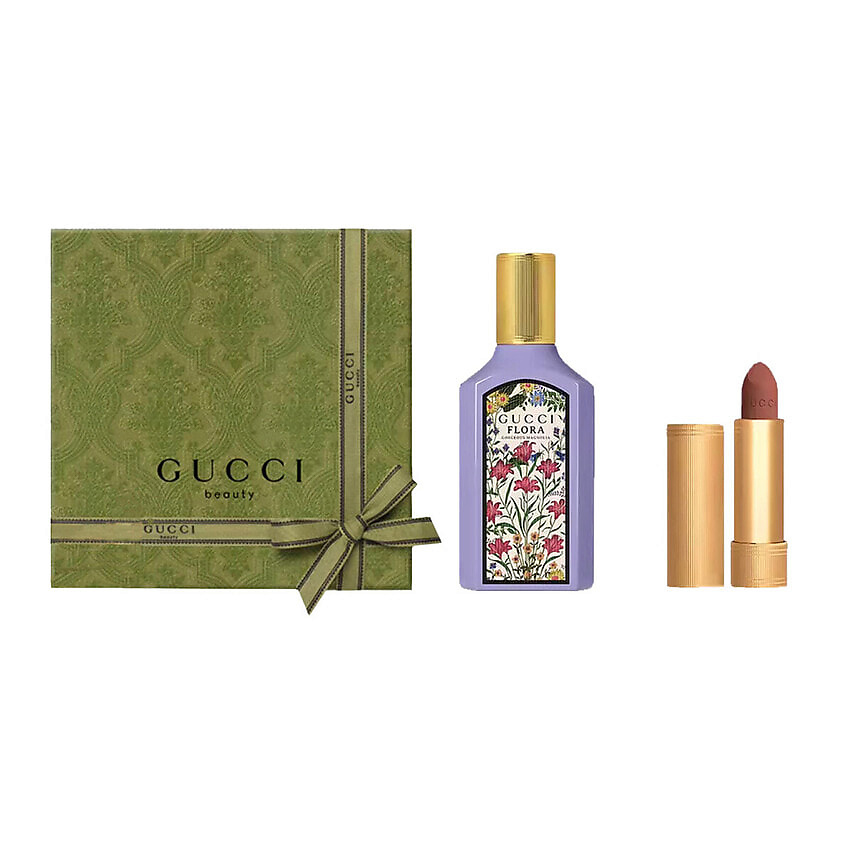 Изображение товара Набор парфюмерии Gucci Flora Gorgeous Magnolia и матовая помада 122 Eliza Ginger