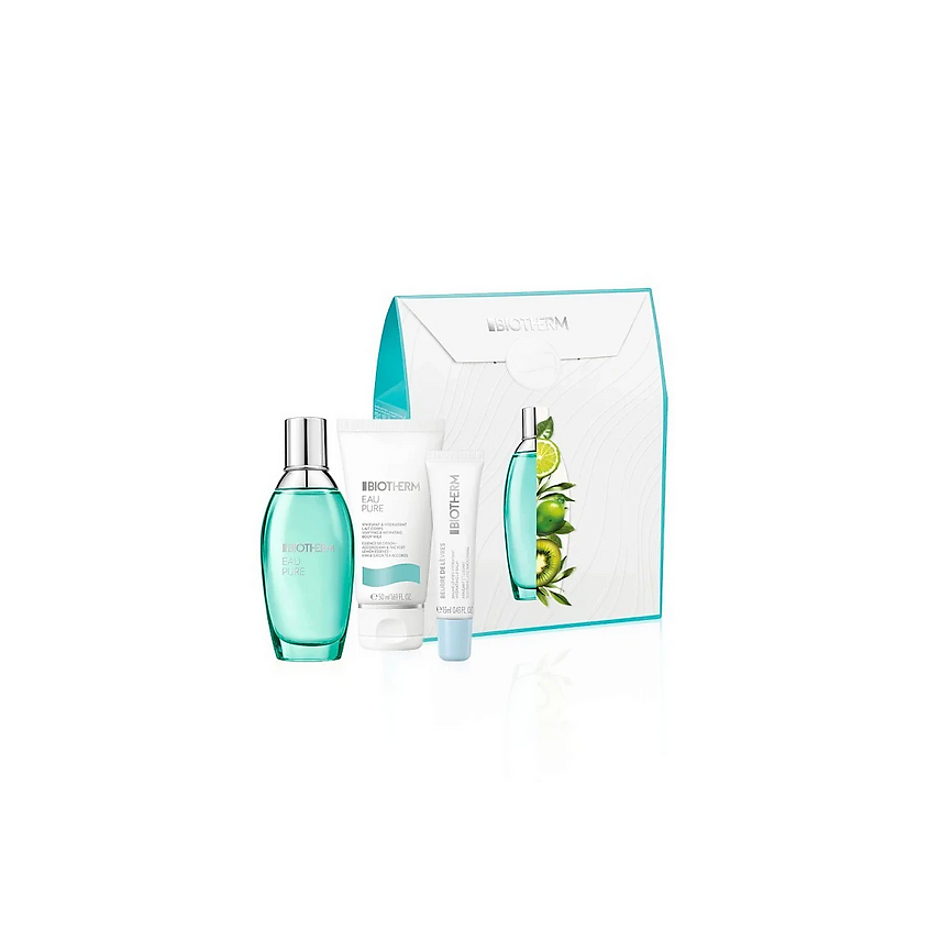 Изображение товара Набор Biotherm Eau Pure Свежий зелёный набор 50 мл спрей, 50 мл лосьон, 13 мл бальзам для губ