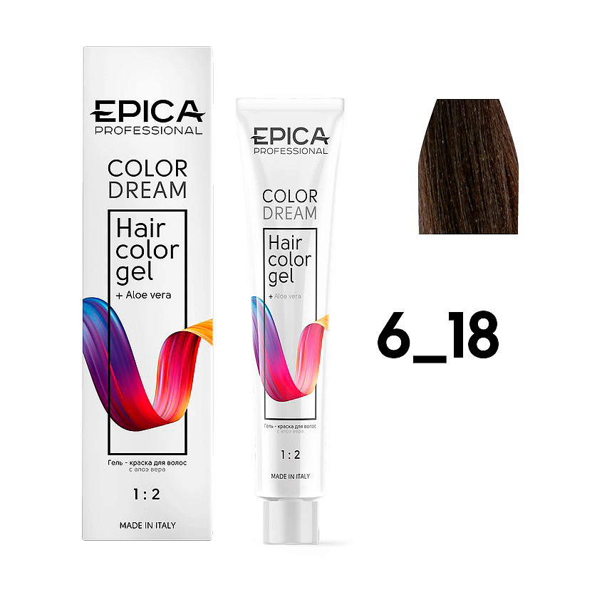 Изображение товара EPICA PROFESSIONAL Гель-краска Colordream, 6.18 темно-русый пепельно-жемчужный 100 мл