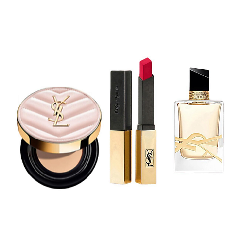 

YVES SAINT LAURENT YSL Набор миниатюр: Кушон+Губная помада + Парфюмерная вода Libre, YSL Набор миниатюр: Кушон+Губная помада + Парфюмерная вода Libre