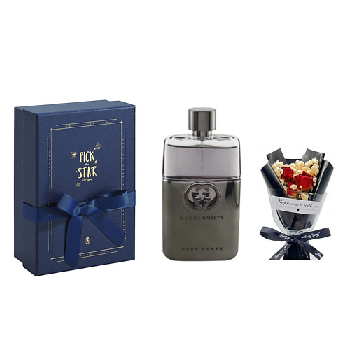 

GUCCI Туалетная вода Guilty Pour Homme Gucci + Подарочная упаковка+ Букет, Туалетная вода Guilty Pour Homme Gucci + Подарочная упаковка+ Букет