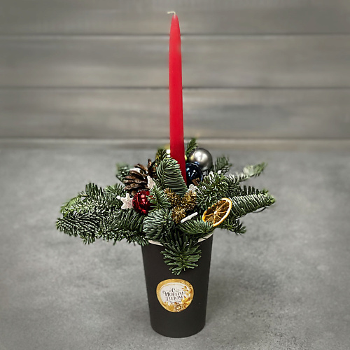 

БУКЕТ МАРКЕТ ДАРИТЕ С УДОВОЛЬСТВИЕМ Новогодняя композиция в стакане №9, Новогодняя композиция в стакане №9