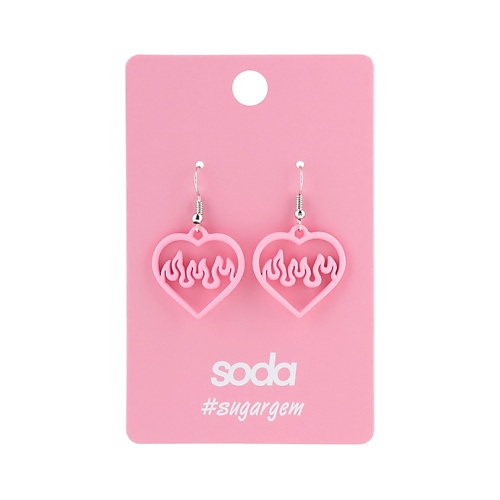 

SODA Серьги HEART IN FIRE PINK #sugargem, Серьги HEART IN FIRE PINK #sugargem