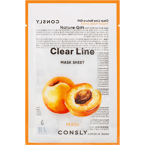 

CONSLY Увлажняющая тканевая маска с экстрактом персика Clear Line Mask Sheet 25, Увлажняющая тканевая маска с экстрактом персика Clear Line Mask Sheet
