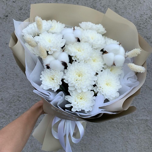 

MERSI FLOWERS Букет с хризантемой и сухоцветами, Букет с хризантемой и сухоцветами