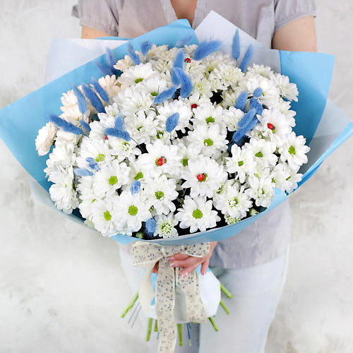 

БУКЕТ МАРКЕТ ДАРИТЕ С УДОВОЛЬСТВИЕМ Букет из хризантем с божьими коровками, Букет из хризантем с божьими коровками