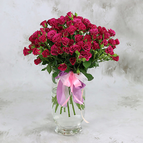 

БУКЕТ МАРКЕТ ДАРИТЕ С УДОВОЛЬСТВИЕМ Букет из 25 малиновых кустовых роз, Букет из 25 малиновых кустовых роз