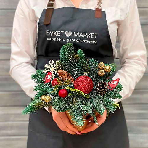 

БУКЕТ МАРКЕТ ДАРИТЕ С УДОВОЛЬСТВИЕМ Новогодняя композиция в стакане №8, Новогодняя композиция в стакане №8