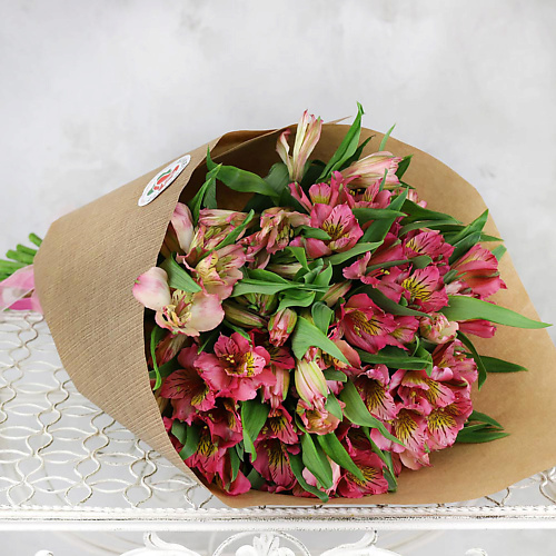 

БУКЕТ МАРКЕТ ДАРИТЕ С УДОВОЛЬСТВИЕМ Букет из 15 розовых альстромерий в крафте, Букет из 15 розовых альстромерий в крафте