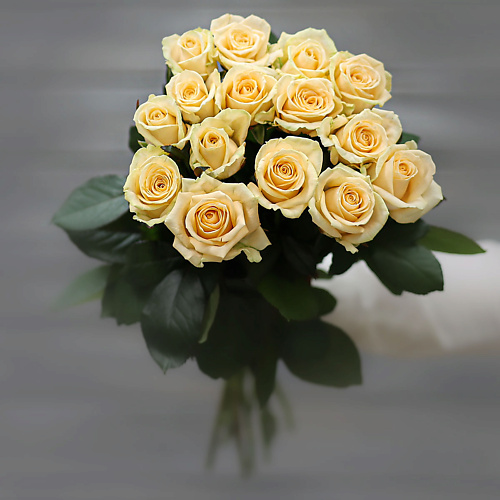 

БУКЕТ МАРКЕТ ДАРИТЕ С УДОВОЛЬСТВИЕМ Букет из 17 кремовых роз (Россия) с лентой 60 см, Букет из 17 кремовых роз (Россия) с лентой 60 см