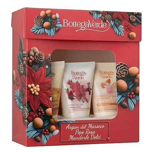 

BOTTEGA VERDE Подарочный набор кремов для рук: Argan del Marocco + Pepe Rosa + Mandorle Dolci, Подарочный набор кремов для рук: Argan del Marocco + Pepe Rosa + Mandorle Dolci