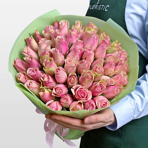 

STUDIO FLORISTIC Букет из розовых Роз Кения 40 см 51 шт «Признание без Слов», Букет из розовых Роз Кения 40 см 51 шт «Признание без Слов»