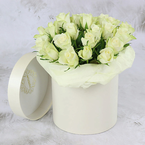 

БУКЕТ МАРКЕТ ДАРИТЕ С УДОВОЛЬСТВИЕМ 25 белых роз в шляпной коробке, Кения, 25 белых роз в шляпной коробке, Кения