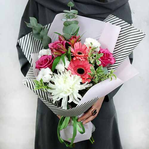 

БУКЕТ МАРКЕТ ДАРИТЕ С УДОВОЛЬСТВИЕМ Букет из гербер и хлопка, Букет из гербер и хлопка