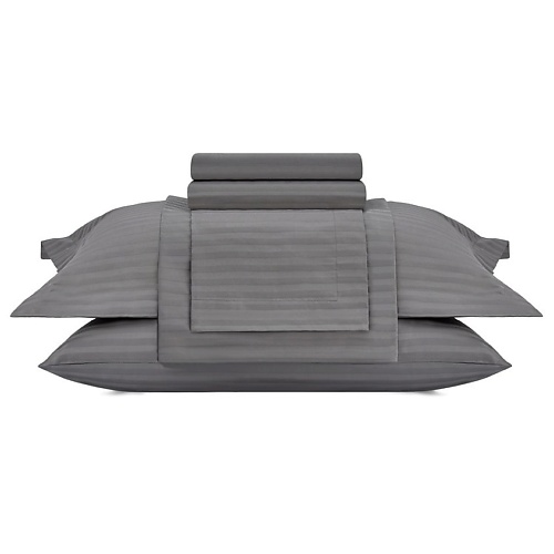 Комплект постельного белья ARYA HOME COLLECTION Постельное белье Vip из Страйп Сатина 1.5 Сп. 160x220 Серый
