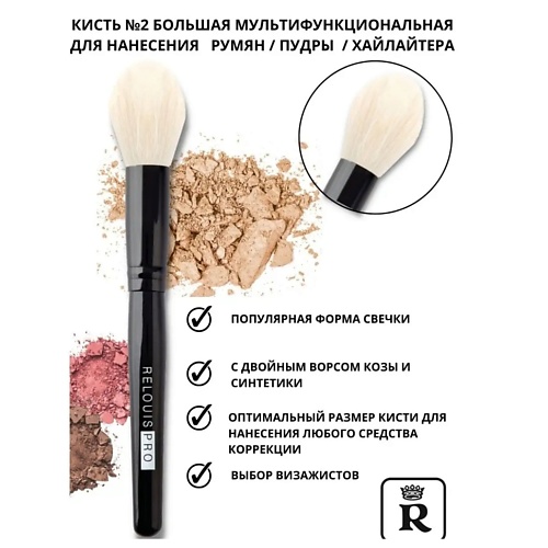 Кисть для лица RELOUIS Кисть косметическая №2 большая мультифункциональная PRO Multifunctional Brush L