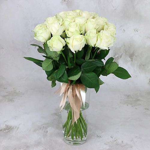

БУКЕТ МАРКЕТ ДАРИТЕ С УДОВОЛЬСТВИЕМ Букет из 25 белых роз - Аваланж Россия 60 см., Букет из 25 белых роз - Аваланж Россия 60 см.