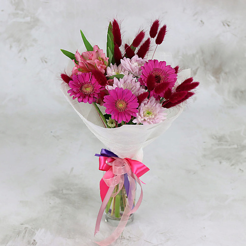 

БУКЕТ МАРКЕТ ДАРИТЕ С УДОВОЛЬСТВИЕМ Букет из гербер и кустовой хризантемы в упаковке, Букет из гербер и кустовой хризантемы в упаковке