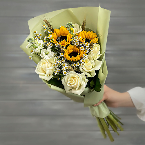 

БУКЕТ МАРКЕТ ДАРИТЕ С УДОВОЛЬСТВИЕМ Букет из подсолнухов, роз и ромашек, Букет из подсолнухов, роз и ромашек
