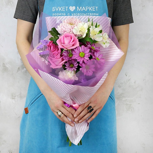 

БУКЕТ МАРКЕТ ДАРИТЕ С УДОВОЛЬСТВИЕМ Букет из хризантем и роз, Букет из хризантем и роз