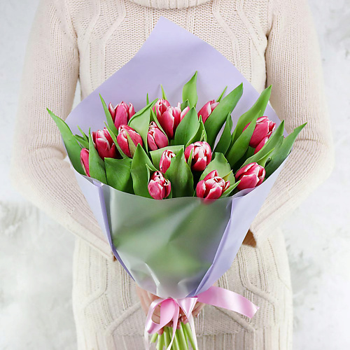 

БУКЕТ МАРКЕТ ДАРИТЕ С УДОВОЛЬСТВИЕМ Букет из 15 малиновых тюльпанов, Букет из 15 малиновых тюльпанов