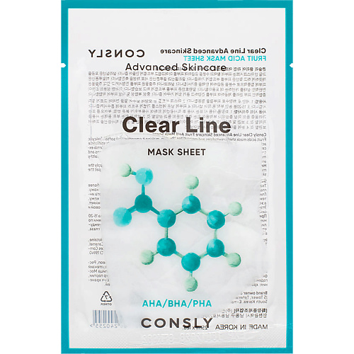 

CONSLY Выравнивающая тканевая маска с фруктовыми кислотами Clear Line Mask Sheet 25, Выравнивающая тканевая маска с фруктовыми кислотами Clear Line Mask Sheet