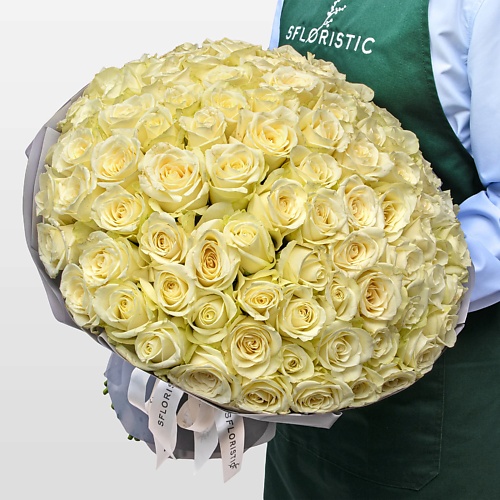 

STUDIO FLORISTIC Букет белых Роз Кения 40 см 101 шт «Чистота Небес», Букет белых Роз Кения 40 см 101 шт «Чистота Небес»