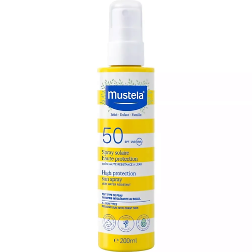 

MUSTELA Водостойкий солнцезащитный спрей Sun Spray SPF50 200, Водостойкий солнцезащитный спрей Sun Spray SPF50