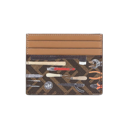 Сумка FENDI Кожаный картхолдер с принтом FF Card Holder