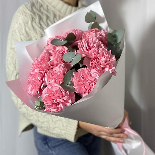

MERSI FLOWERS Розовые диантусы с эвкалиптом, Розовые диантусы с эвкалиптом
