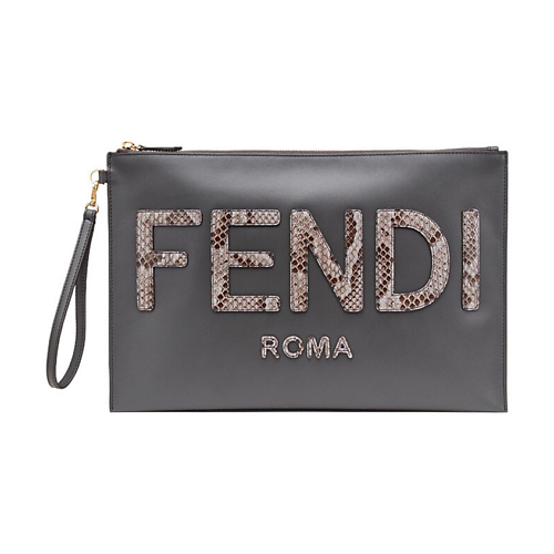 

FENDI Клатч Leather & Snakeskin Pouch, Клатч Leather & Snakeskin Pouch