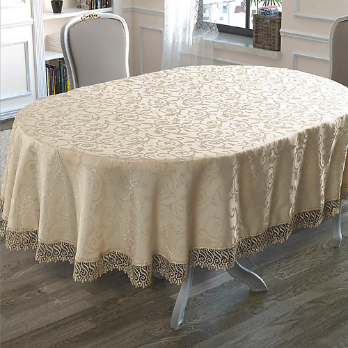 

KARNA Скатерть KDK с гипюром овальная, Скатерть KDK с гипюром овальная