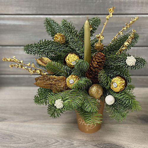 

БУКЕТ МАРКЕТ ДАРИТЕ С УДОВОЛЬСТВИЕМ Новогодняя композиция в стакане №3, Новогодняя композиция в стакане №3