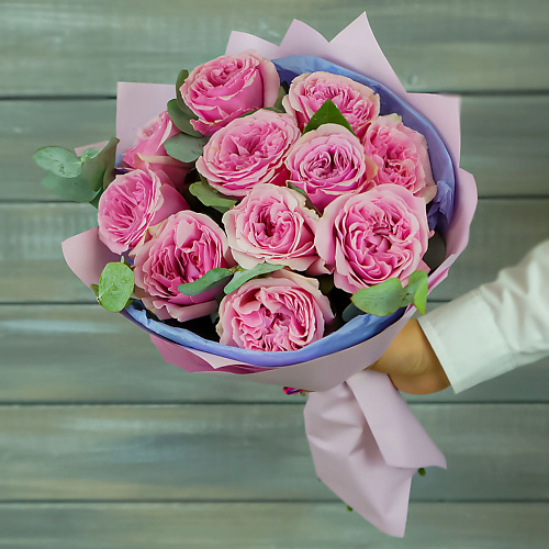 

БУКЕТ МАРКЕТ ДАРИТЕ С УДОВОЛЬСТВИЕМ Букет из 11 розовых пионовидных роз, Букет из 11 розовых пионовидных роз
