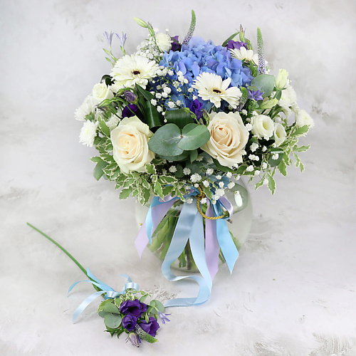 

БУКЕТ МАРКЕТ ДАРИТЕ С УДОВОЛЬСТВИЕМ Букет из гортензии и роз на рождение сына, Букет из гортензии и роз на рождение сына