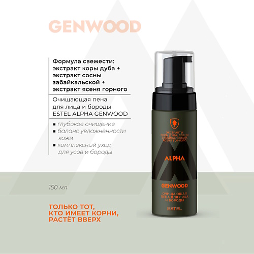 Пенка для умывания ESTEL PROFESSIONAL Очищающая пена для лица и бороды ALPHA GENWOOD