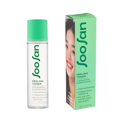 

SOOSAN Тонер для лица отшелушивающий с экстрактом лемонграсса Peeling Toner With Aha Bha Pha And Lemongrass 150, Тонер для лица отшелушивающий с экстрактом лемонграсса Peeling Toner With Aha Bha Pha And Lemongrass