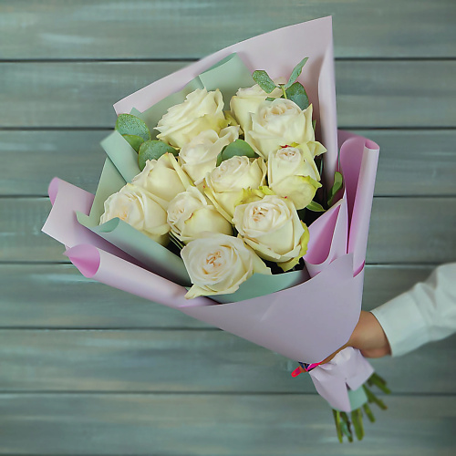 

БУКЕТ МАРКЕТ ДАРИТЕ С УДОВОЛЬСТВИЕМ Букет из 11 бело-кремовых роз Охара, Букет из 11 бело-кремовых роз Охара