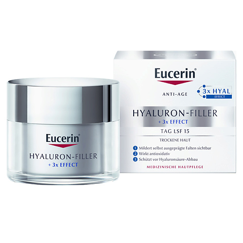 

EUCERIN Дневной антивозрастной крем для ухода за сухой чувствительной кожей Hyaluron-Filler SPF 15 50, Дневной антивозрастной крем для ухода за сухой чувствительной кожей Hyaluron-Filler SPF 15