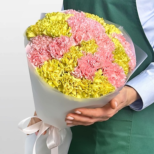 

STUDIO FLORISTIC Букет из желтых и розовых Гвоздик 25 шт «Тропический Смузи», Букет из желтых и розовых Гвоздик 25 шт «Тропический Смузи»