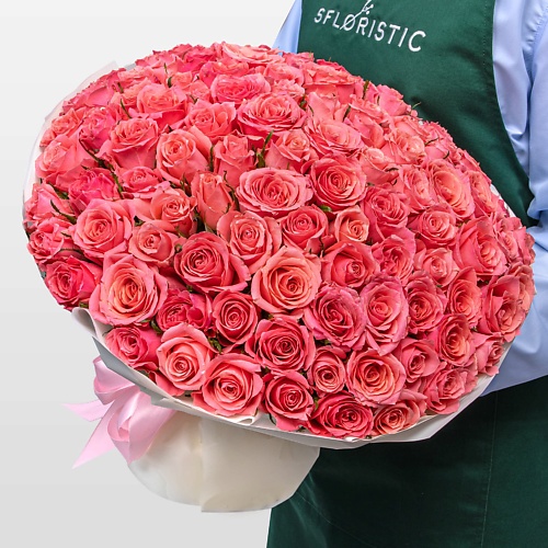 

STUDIO FLORISTIC Букет розовых Роз Кения 40 см 101 шт «Цветущий Коралл», Букет розовых Роз Кения 40 см 101 шт «Цветущий Коралл»