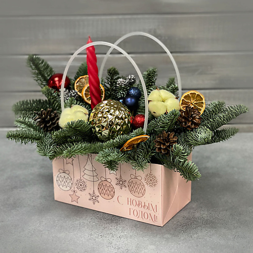 

БУКЕТ МАРКЕТ ДАРИТЕ С УДОВОЛЬСТВИЕМ Новогодняя композиция в пакете, Новогодняя композиция в пакете